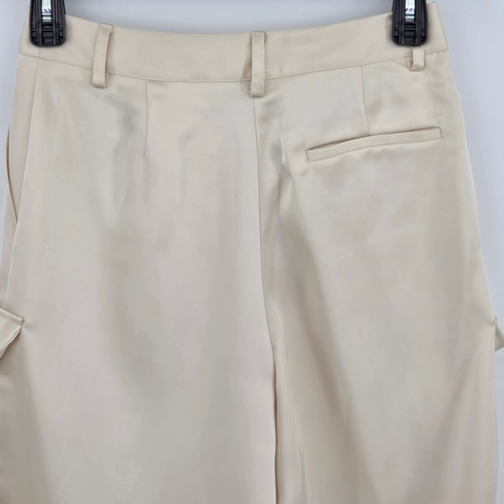 Noli Womens 6 Milan Cream Full Length Cargo Satin Pants Relaxed NY81510-CRM NWT - Picture 8 of 13